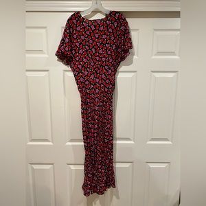 Zara rose print dress, deep v neck